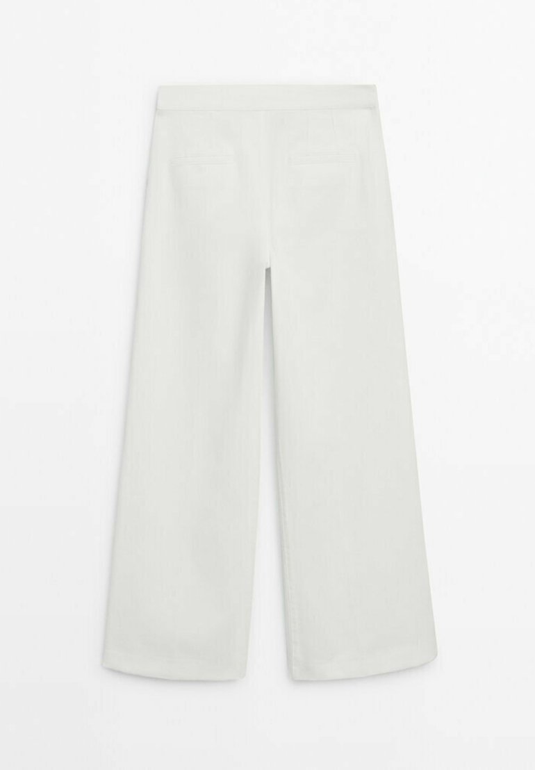Massimo Dutti Massimo Dutti HIGH-WAIST FLARED - Trousers - white Begrenztes Angebot