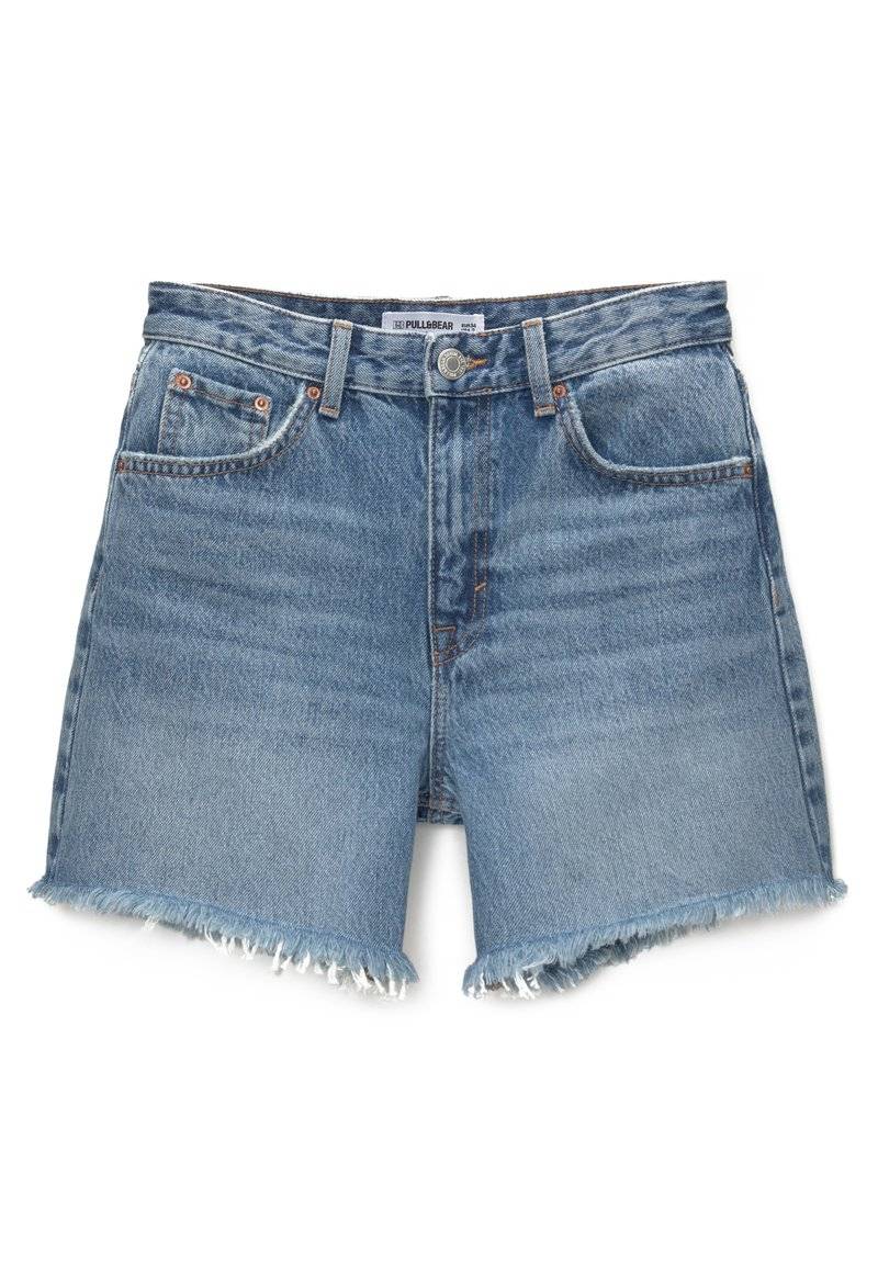 PULL&BEAR PULL&BEAR HIGH-WAIST - BERMUDA - Denim shorts - blue denim Online Shopping