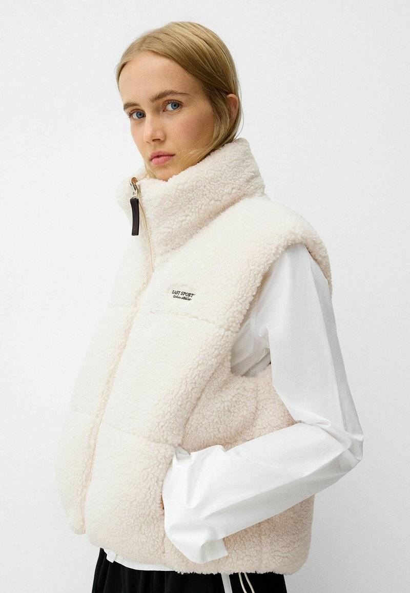 Bershka Bershka REVERSIBLE - Waistcoat - white Saisonschlussverkauf