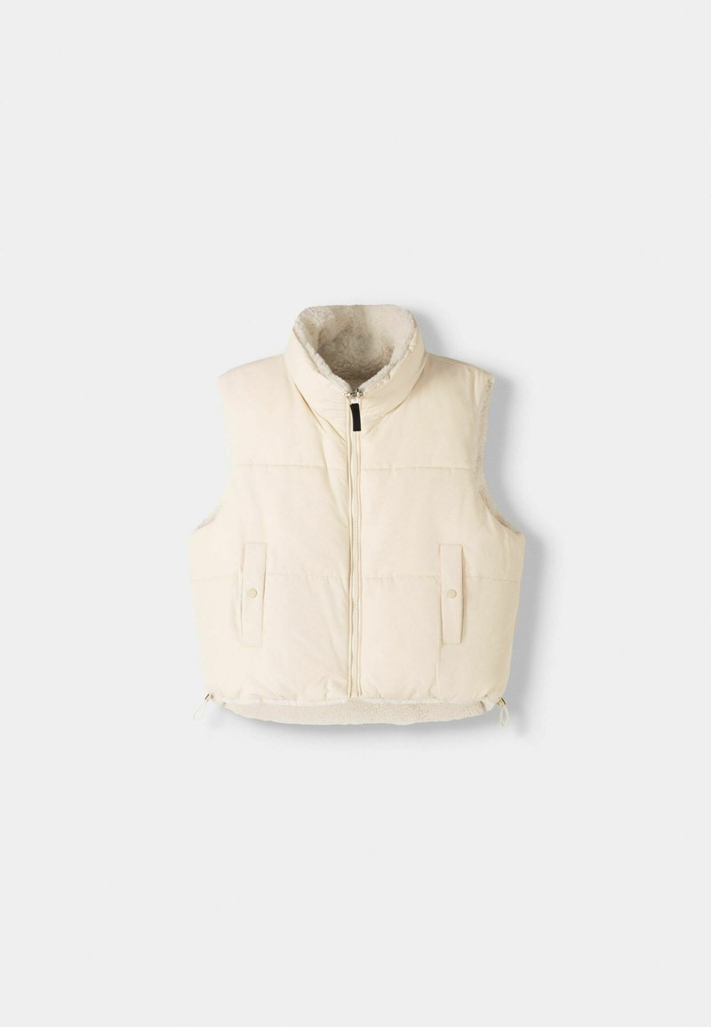 Bershka Bershka REVERSIBLE - Waistcoat - white Saisonschlussverkauf