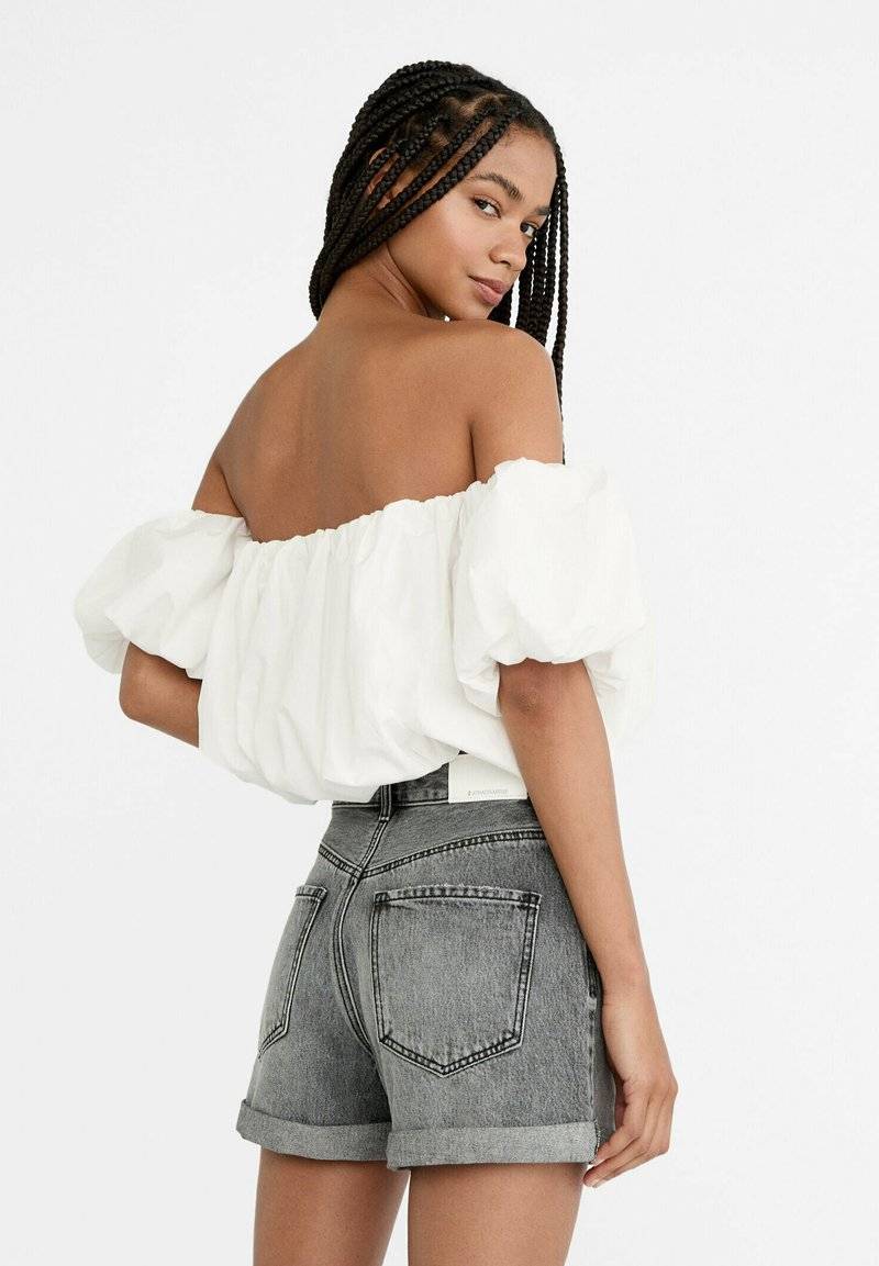 Stradivarius Stradivarius MOM - Denim shorts - grey denim Weihnachtsangebot