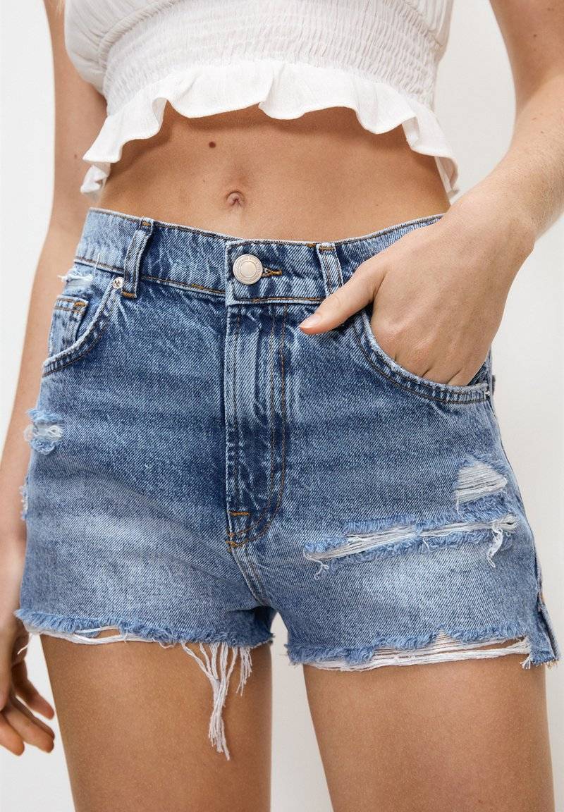 PULL&BEAR PULL&BEAR Denim shorts - blue denim Günstig kaufen