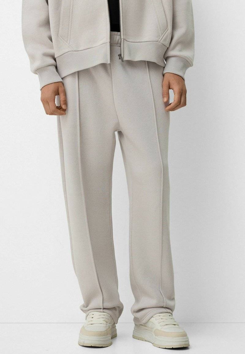 Bershka Bershka SET Zip-Up Sweatshirt + WIDE LEG - Tracksuit - white Tiefpreis