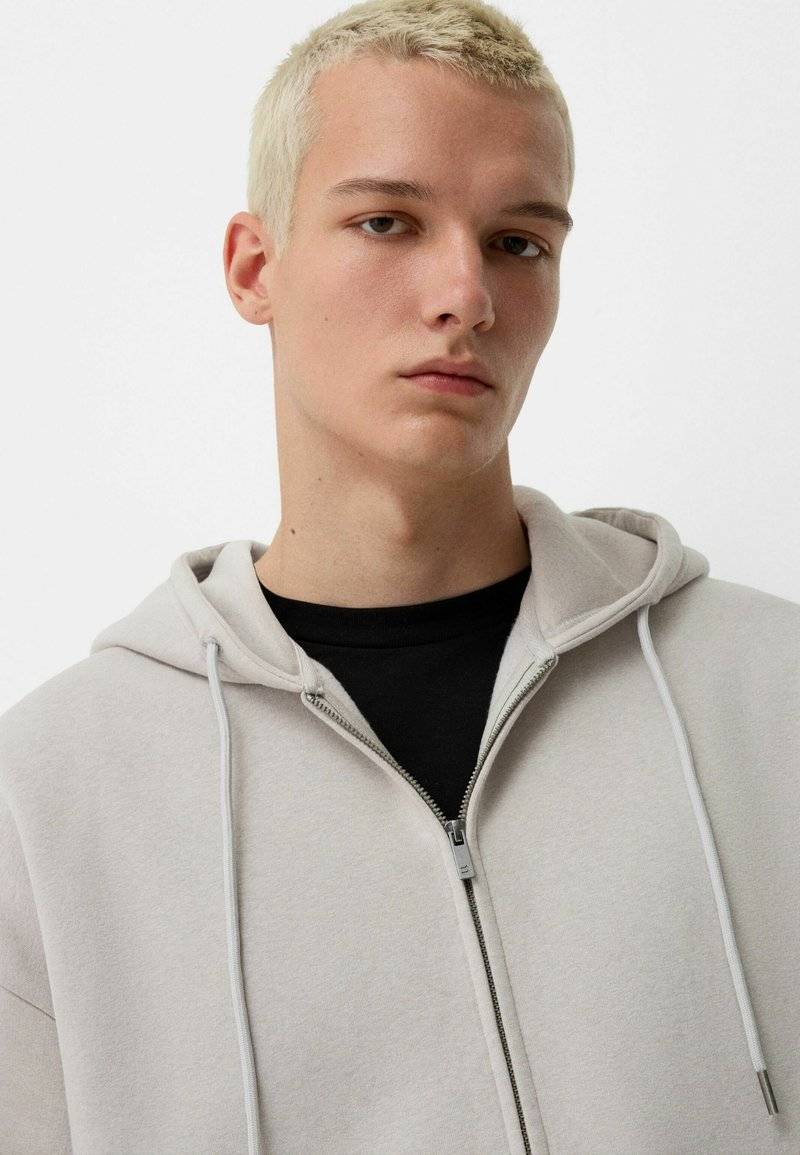 Bershka Bershka SET Zip-Up Sweatshirt + WIDE LEG - Tracksuit - white Tiefpreis