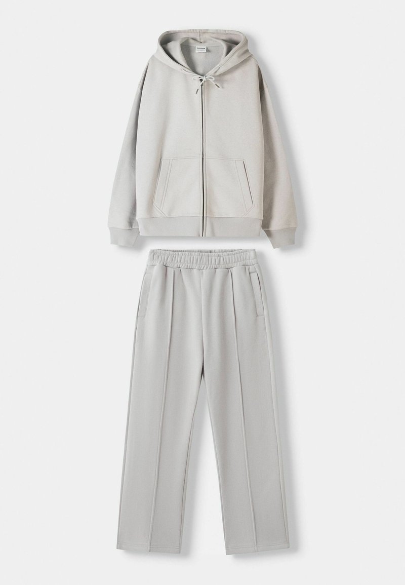Bershka Bershka SET Zip-Up Sweatshirt + WIDE LEG - Tracksuit - white Tiefpreis