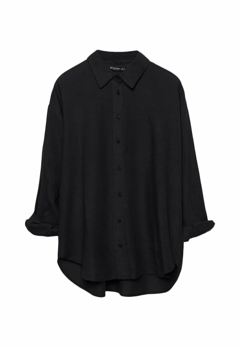Stradivarius Stradivarius RUSTIKALES DAILY - Button-down blouse - black Kostenlose Rückgabe