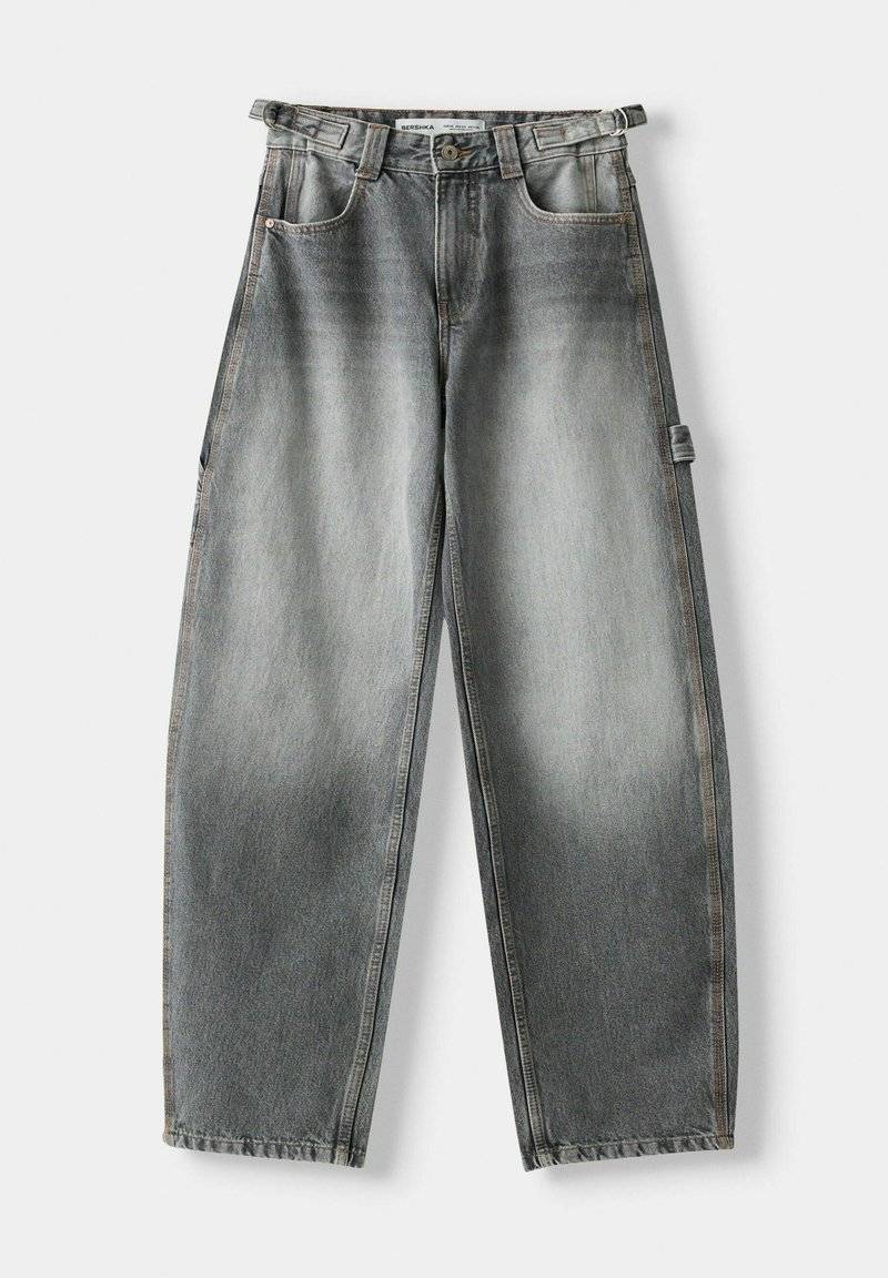 Bershka Bershka WIDE BALLOON CARPENTER - Relaxed fit jeans - grey Neueste Stile