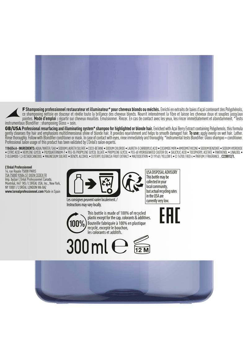 L'OREAL PROFESSIONNEL L'OREAL PROFESSIONNEL BLONDIFIER SHAMPOO GLOSS FOR HIGHLIGHTED OR BLONDE HAIR - Shampoo Begrenzt auf 3 Tage