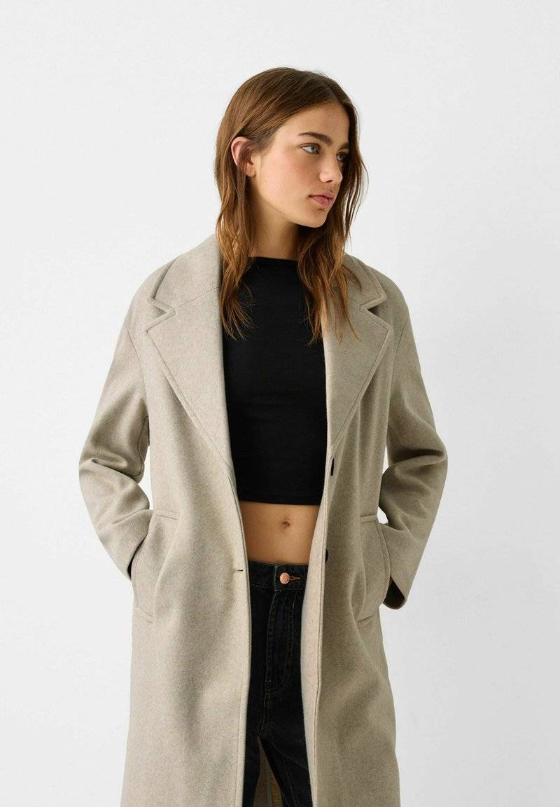 Bershka Bershka SOFT - Classic coat - white Begrenzte Freigabe