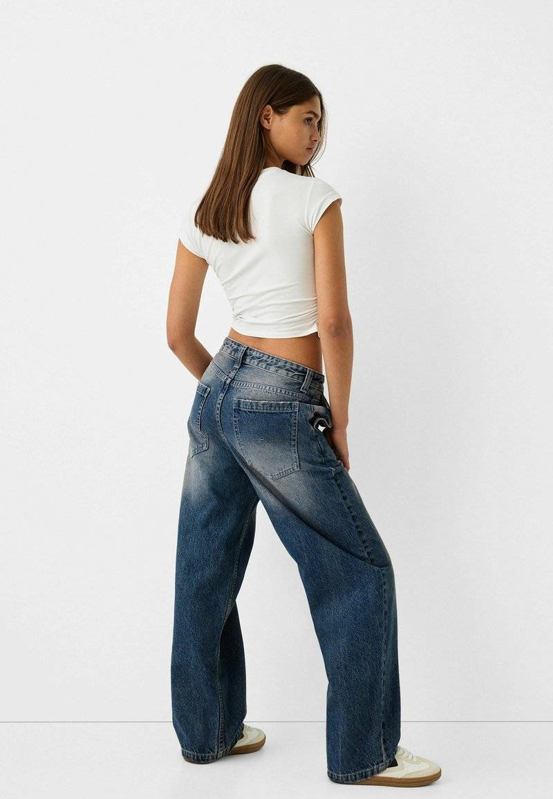 Bershka Bershka Relaxed fit jeans - dark blue Super Rabatt