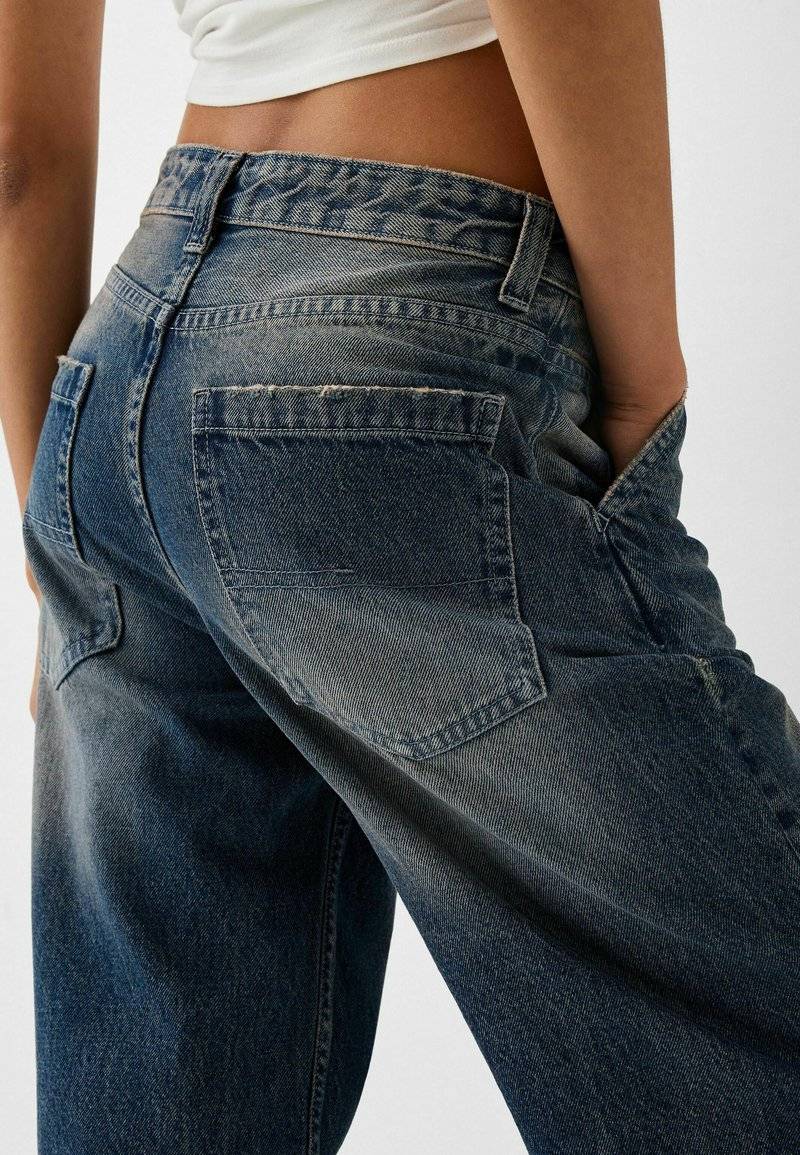 Bershka Bershka Relaxed fit jeans - dark blue Super Rabatt
