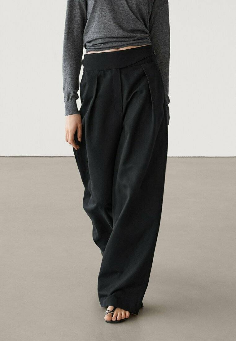 Massimo Dutti Massimo Dutti WIDE-LEG - Trousers - black