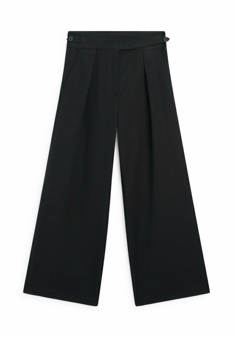 Massimo Dutti Massimo Dutti WIDE-LEG - Trousers - black Kostenloser Versand international