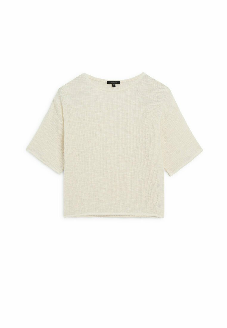 Massimo Dutti Massimo Dutti TEXTURED - Basic T-shirt - beige Neueste Stile