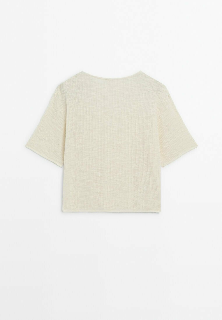 Massimo Dutti Massimo Dutti TEXTURED - Basic T-shirt - beige Neueste Stile