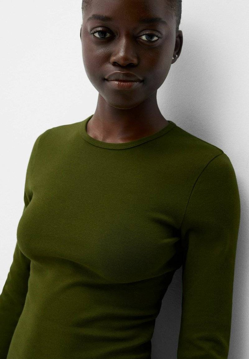 Bershka Bershka LONG SLEEVE - Long sleeved top - green Bis zu 50% Rabatt