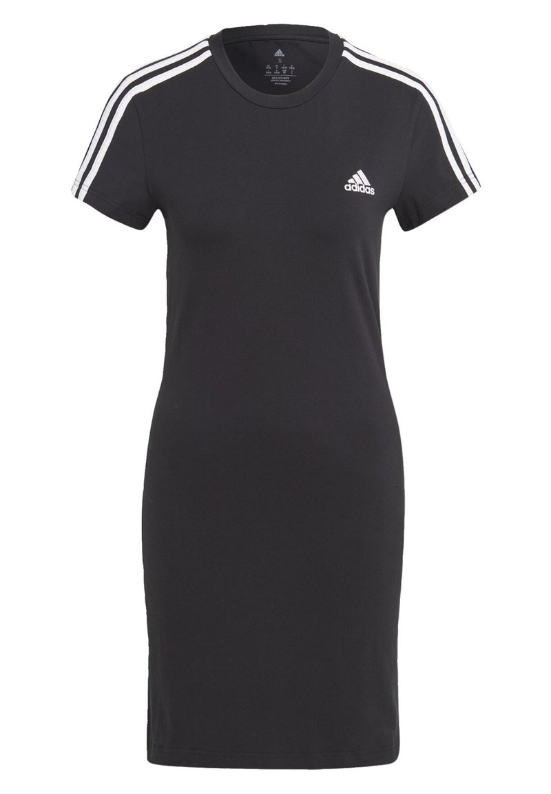 adidas Sportswear adidas Sportswear ESSENTIALS 3-STRIPES SINGLE FITTED - Jersey dress - black white Fabrik Onlineshop