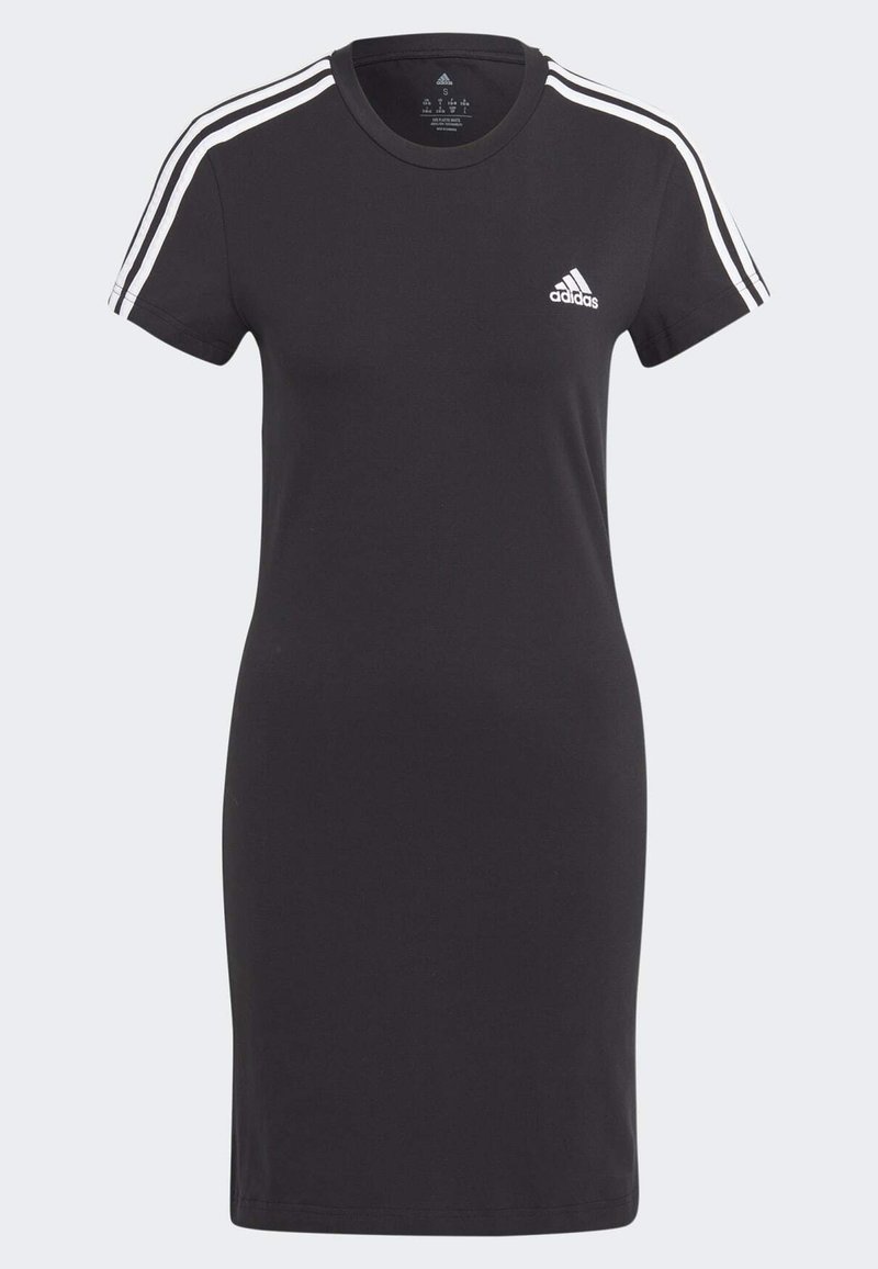 adidas Sportswear adidas Sportswear ESSENTIALS 3-STRIPES SINGLE FITTED - Jersey dress - black white Fabrik Onlineshop