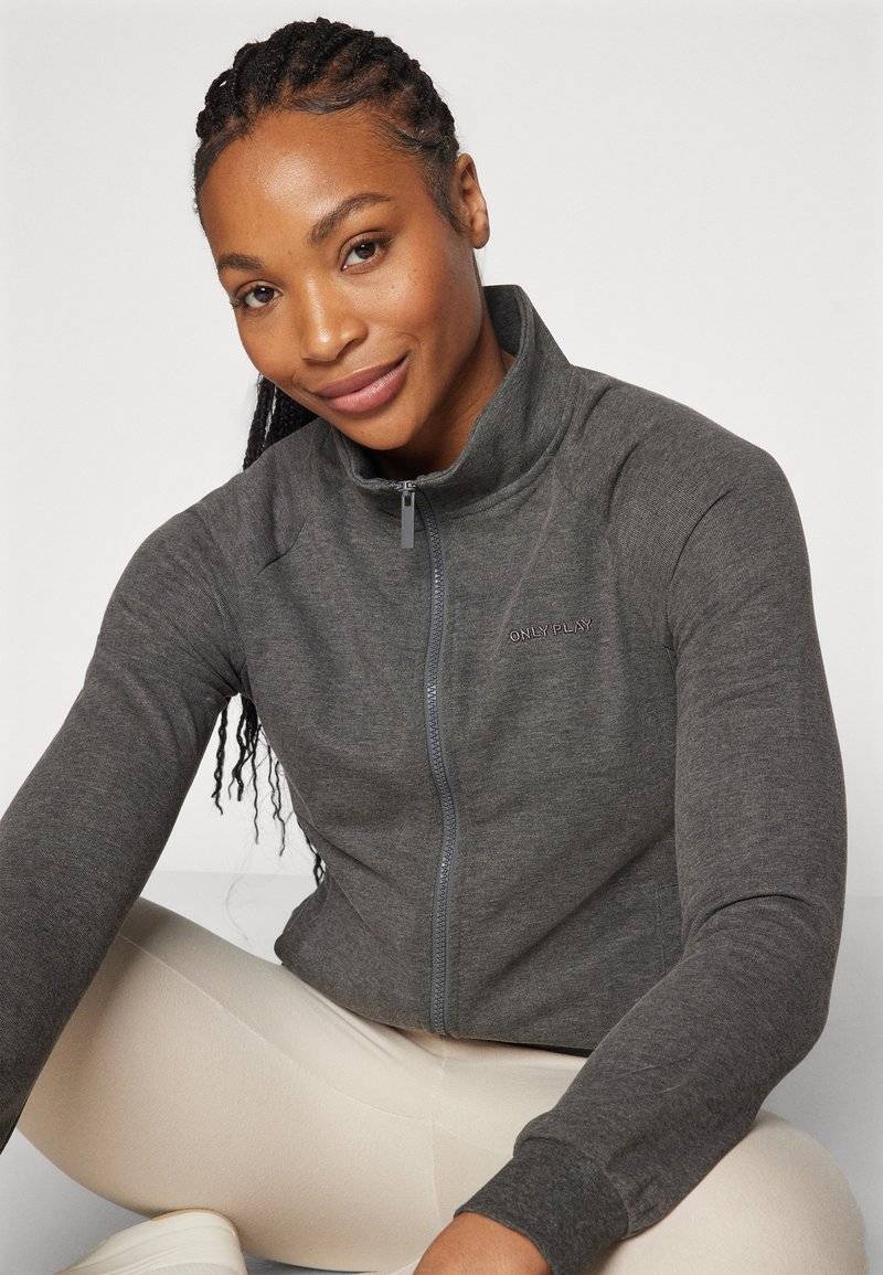 ONLY Play ONLY Play ONPMELINA ZIP - Zip-up sweatshirt - dark grey melange Discount Store für neue Produkte