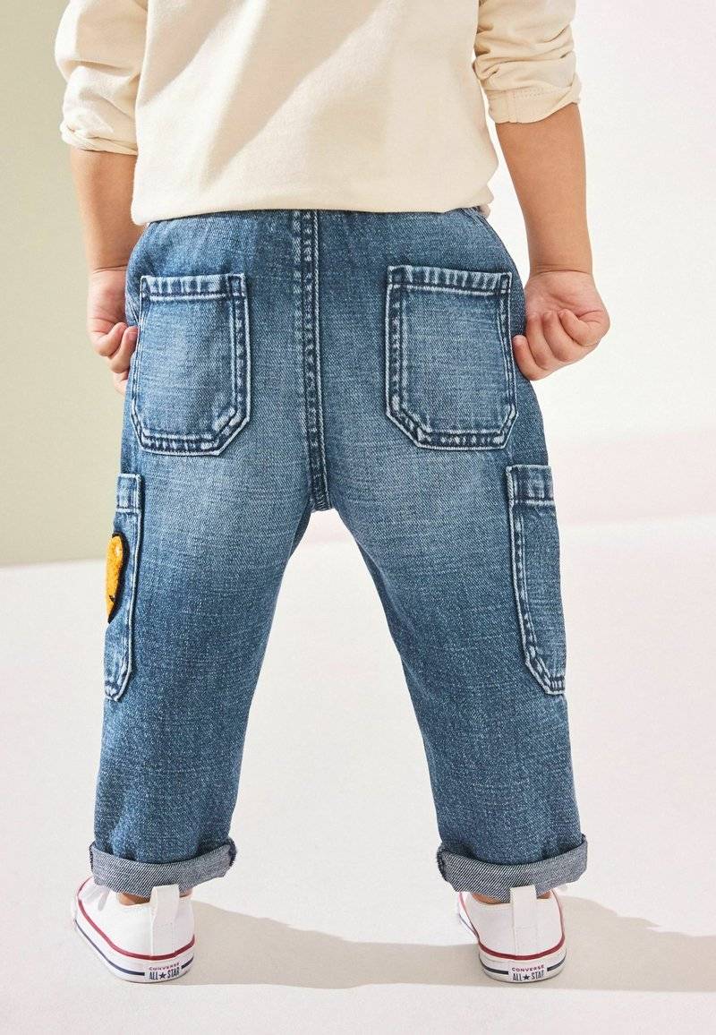 Next Next UTILITY - Relaxed fit jeans - mid blue denim with tiger Blitzangebot