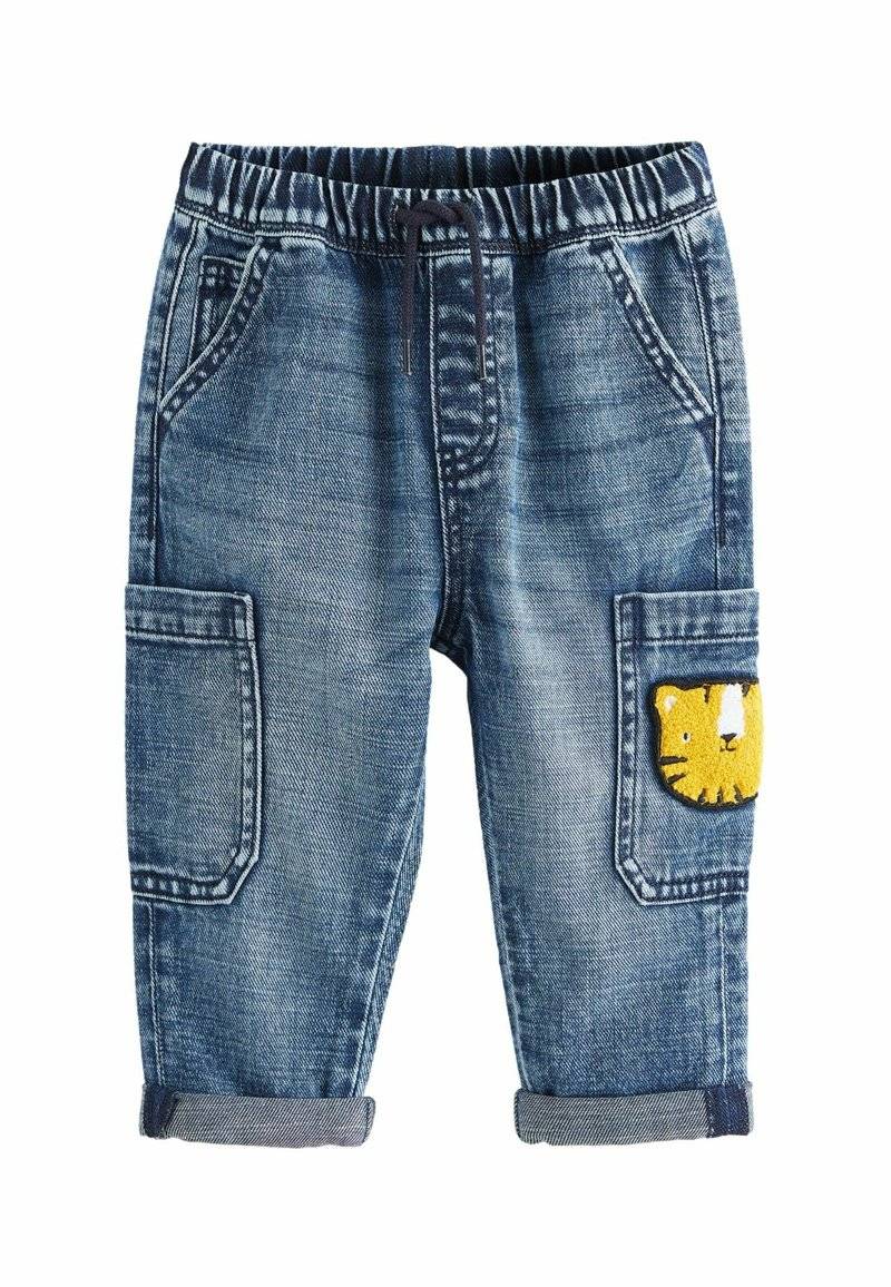 Next Next UTILITY - Relaxed fit jeans - mid blue denim with tiger Blitzangebot