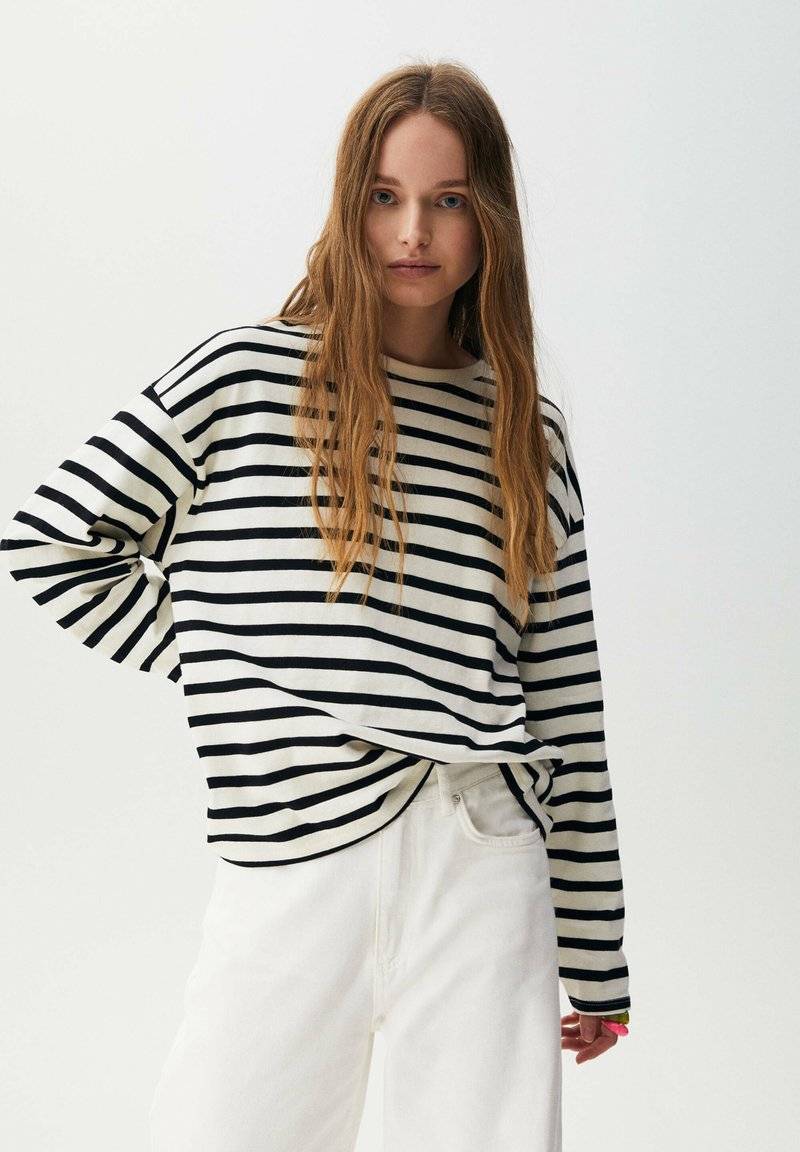 PULL&BEAR PULL&BEAR BASIC - Long sleeved top - mottled black Große Rabatte