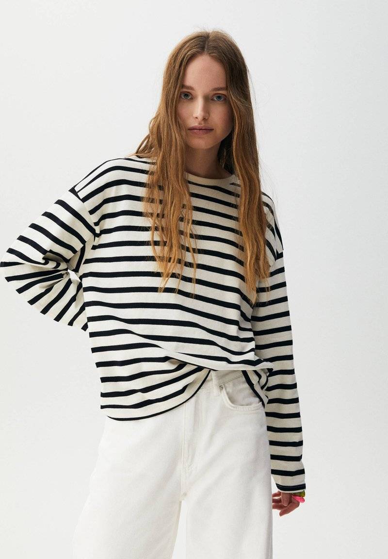 PULL&BEAR PULL&BEAR BASIC - Long sleeved top - mottled black Große Rabatte