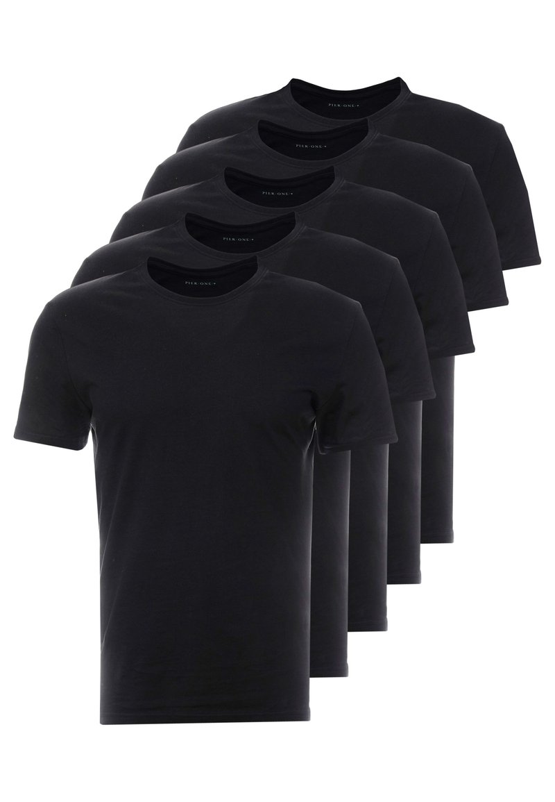 Pier One Pier One 5 PACK - Basic T-shirt - black Neuheiten