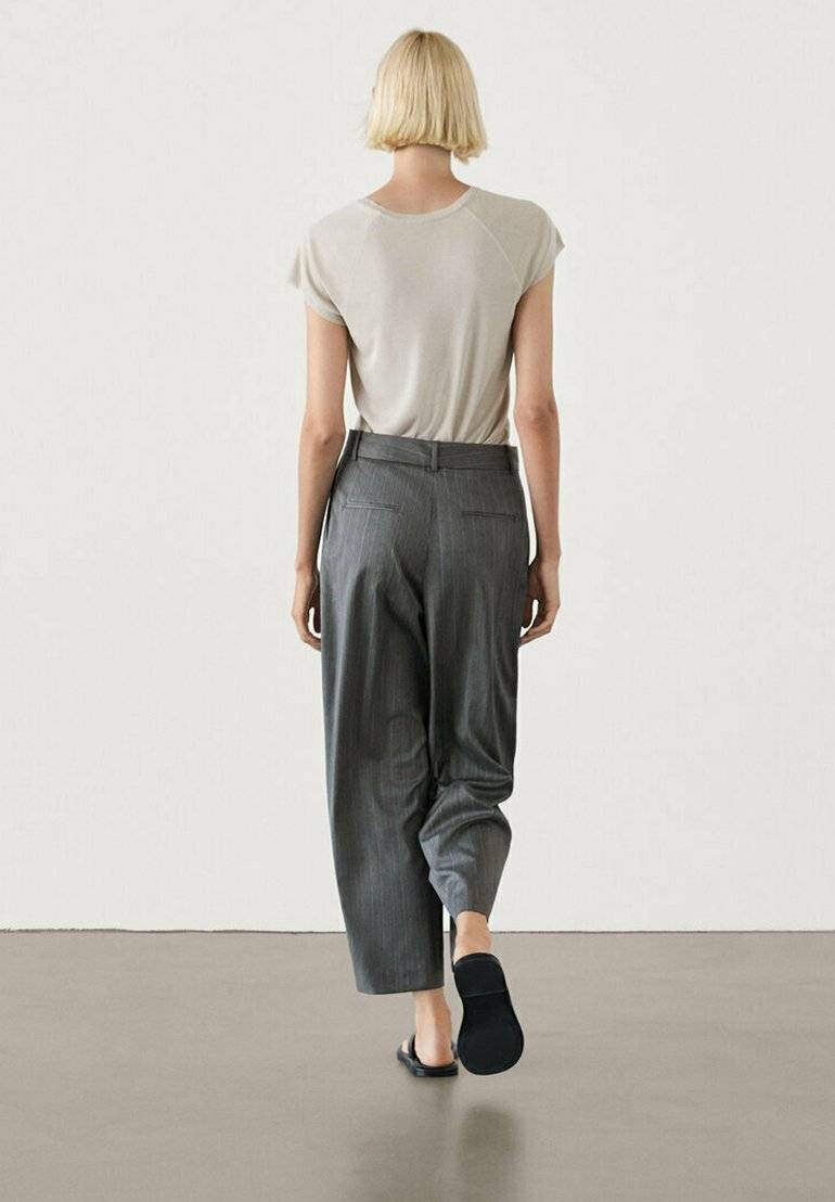 Massimo Dutti Massimo Dutti STRAIGHT-LEG STRIPE - Trousers - dark grey Super Sparpreis