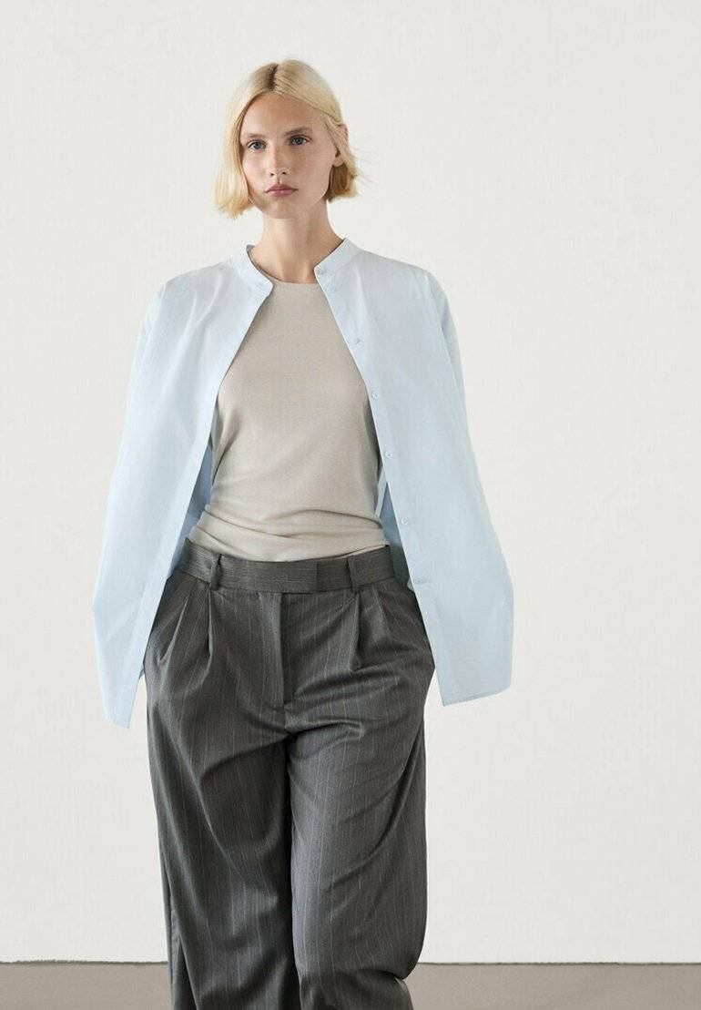 Massimo Dutti Massimo Dutti STRAIGHT-LEG STRIPE - Trousers - dark grey Super Sparpreis