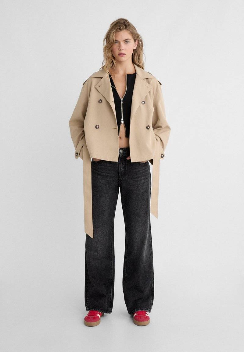 Stradivarius Stradivarius WITH BELT - Summer jacket - beige