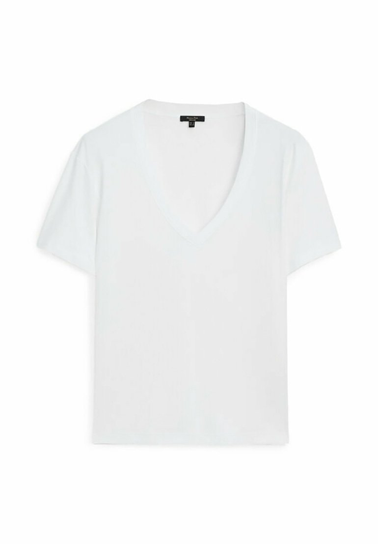 Massimo Dutti Massimo Dutti V-NECK - Basic T-shirt - white Clearance-Verkauf
