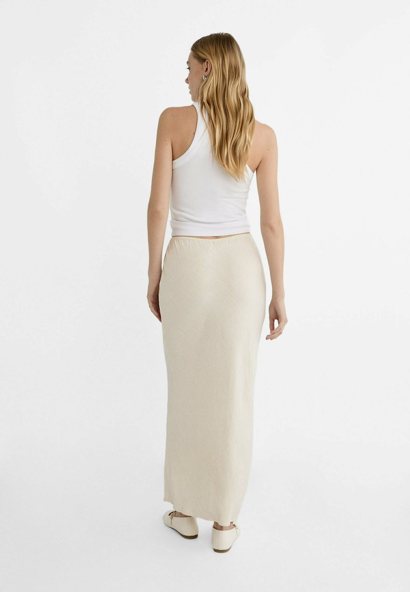 Stradivarius Stradivarius DRAWSTRING MIDI - Maxi skirt - stone Im Verkauf