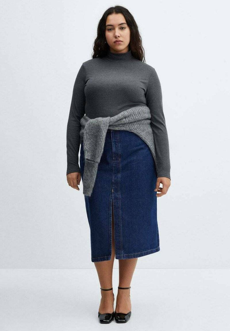 Mango Mango SOLEIL - Pencil skirt - blu scuro Schlussverkauf