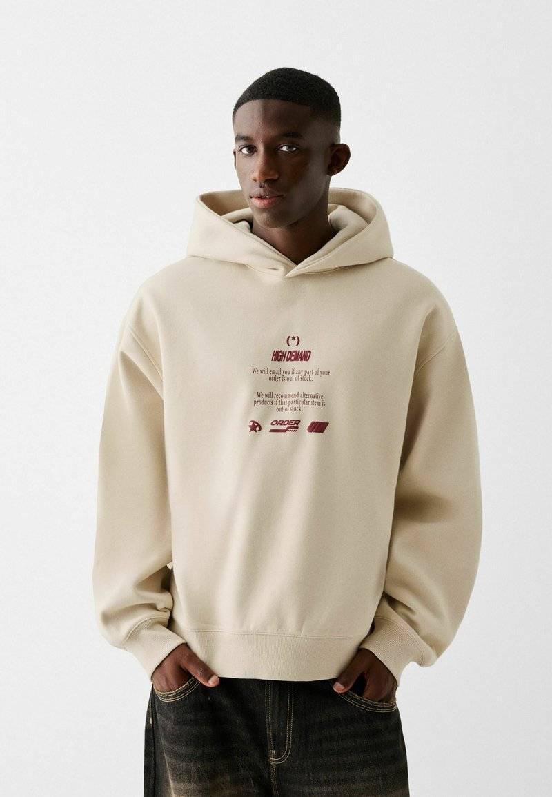 Bershka Bershka PRINTED - HOODIE - Hoodie - beige Hotsell