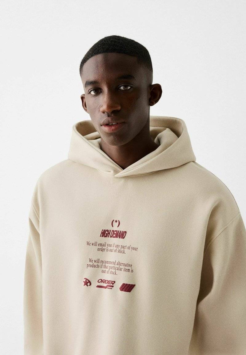 Bershka Bershka PRINTED - HOODIE - Hoodie - beige Hotsell