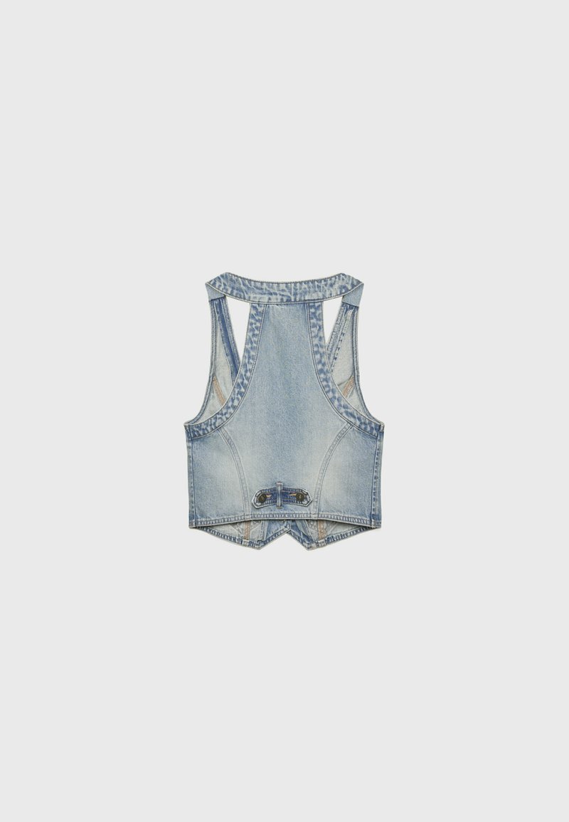 Stradivarius Stradivarius STUDDED - Waistcoat - laser denim Günstiger Verkauf