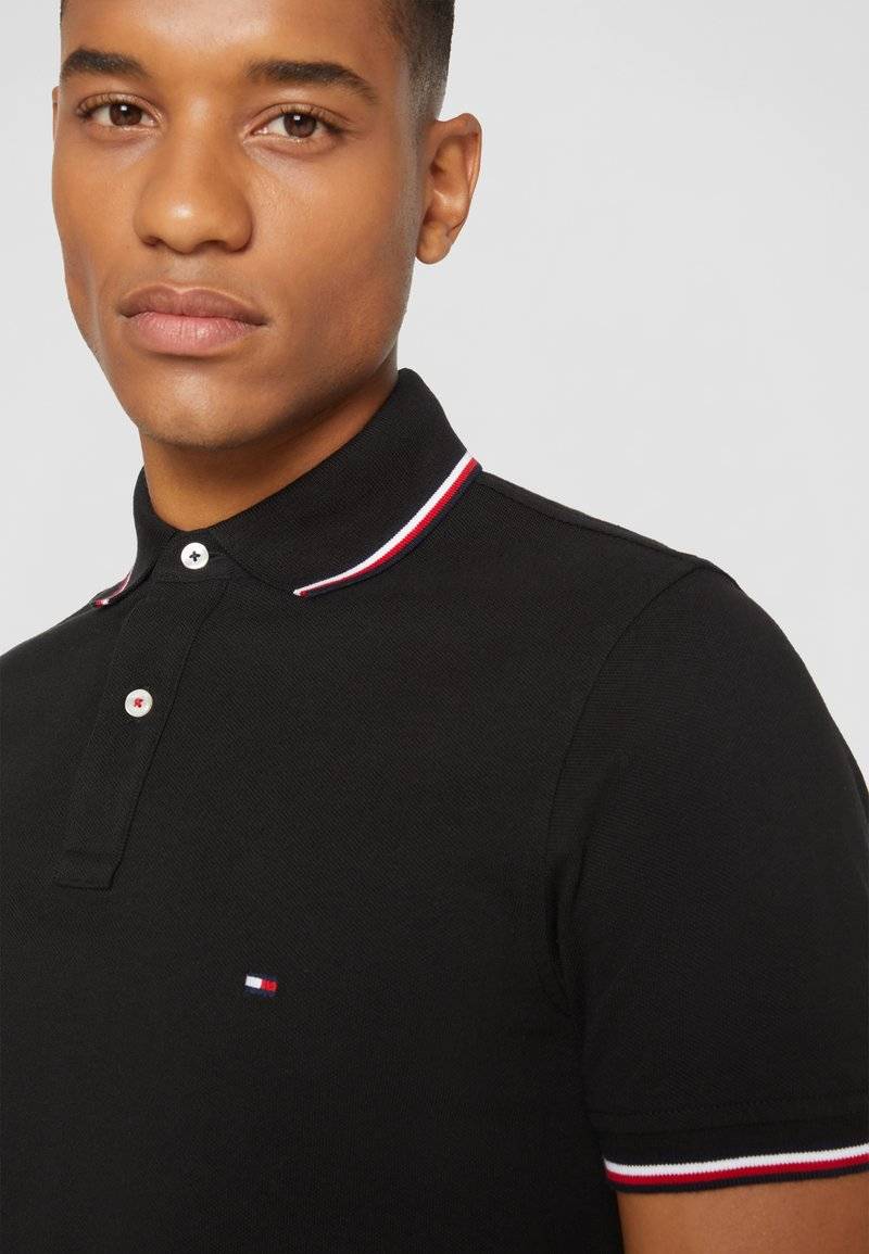 Tommy Hilfiger Tommy Hilfiger TIPPED SLIM - Polo shirt - black Begrenztes Angebot