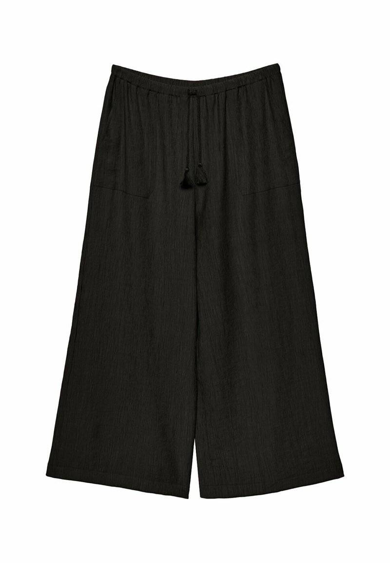 Stradivarius Stradivarius FLOWING CULOTTES - Trousers - black Black Friday