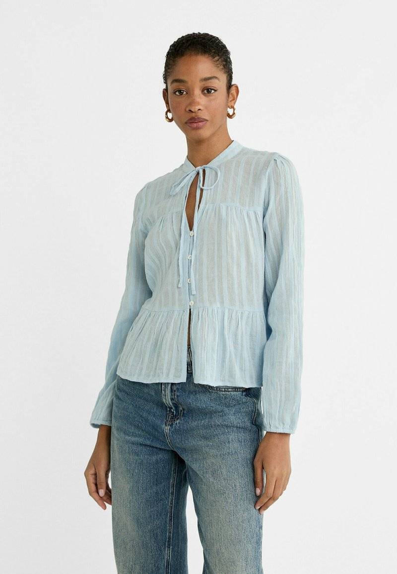 Stradivarius Stradivarius FLOWING BOHO - Blouse - light blue